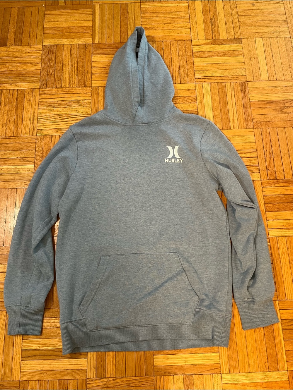 Surf Vibes Hurley Gray Pullover Hoodie with print on back size L